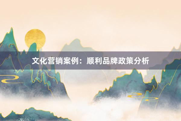 文化营销案例：顺利品牌政策分析