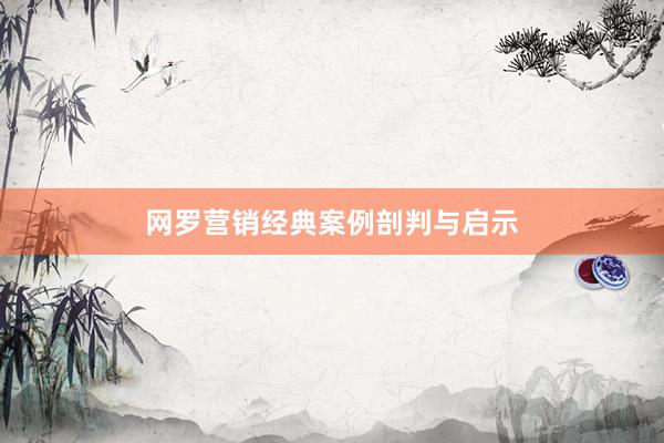 网罗营销经典案例剖判与启示